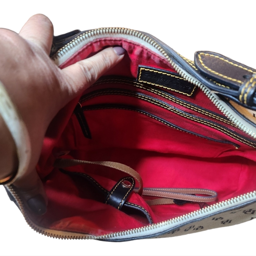 Dooney &  Bourke Signature Monogram Erica Shoulder Hobo Bag Black & White - Picture 14 of 16